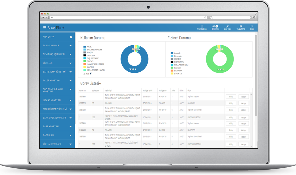 Asset Plus Envanter demirbaş yönetim yazılımı uygulama ekranı